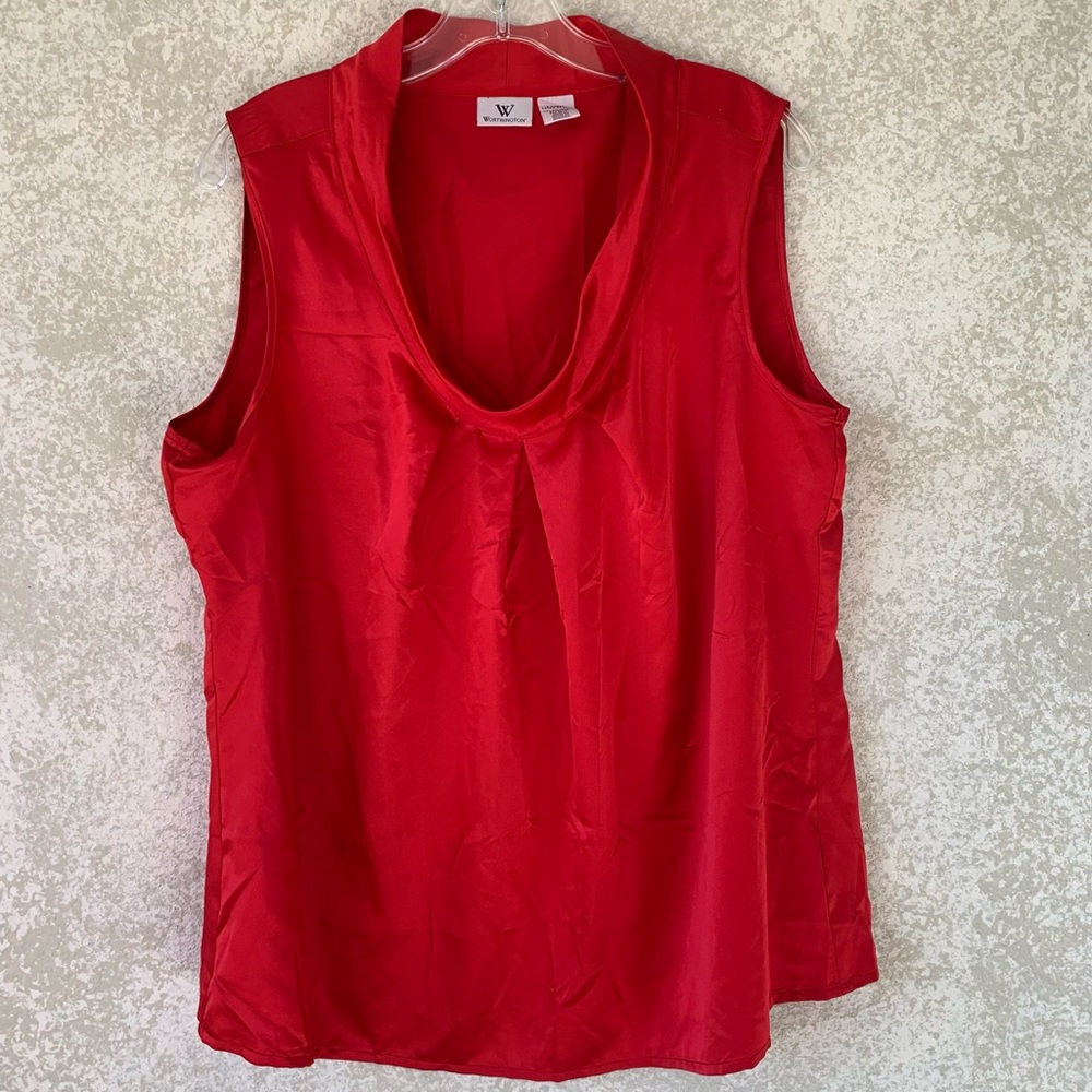 Worthington Red‎ Sleeveless Drape Neck Camisole XL Lightweight Office Summer Fun